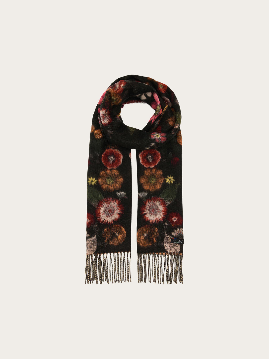 FRAAS floral Cashmink scarf in True Red – full scarf view