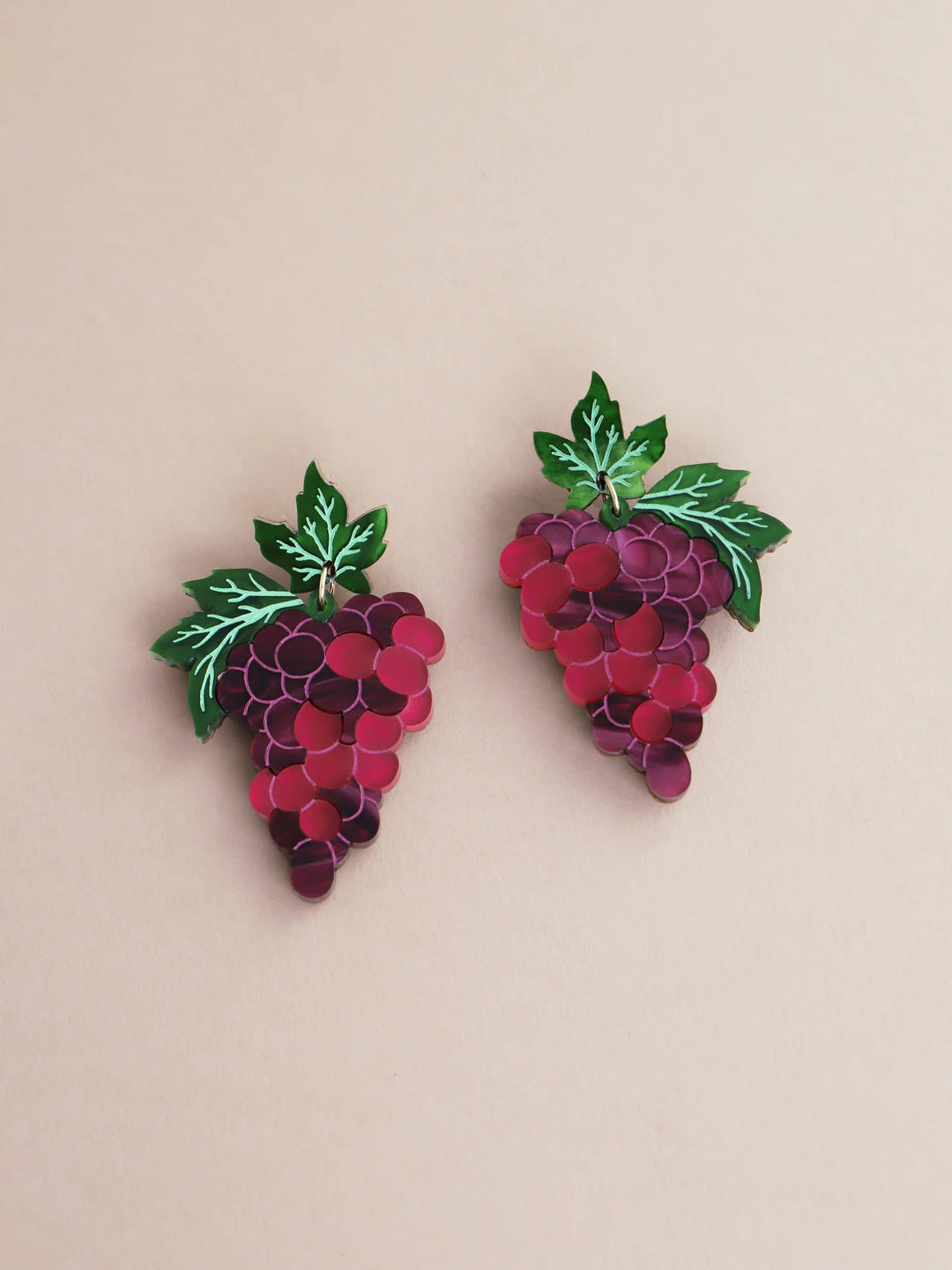 Wolf &amp; Moon - Grape Statement Earrings in Red