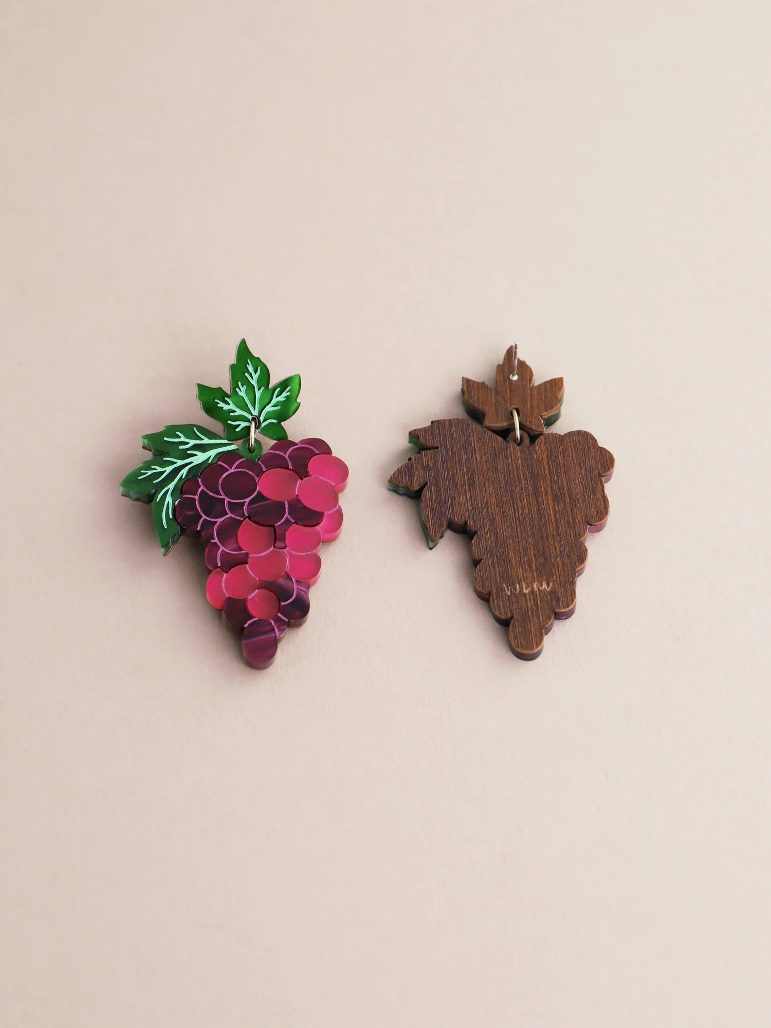 Wolf & Moon - Grape Statement Earrings in Red