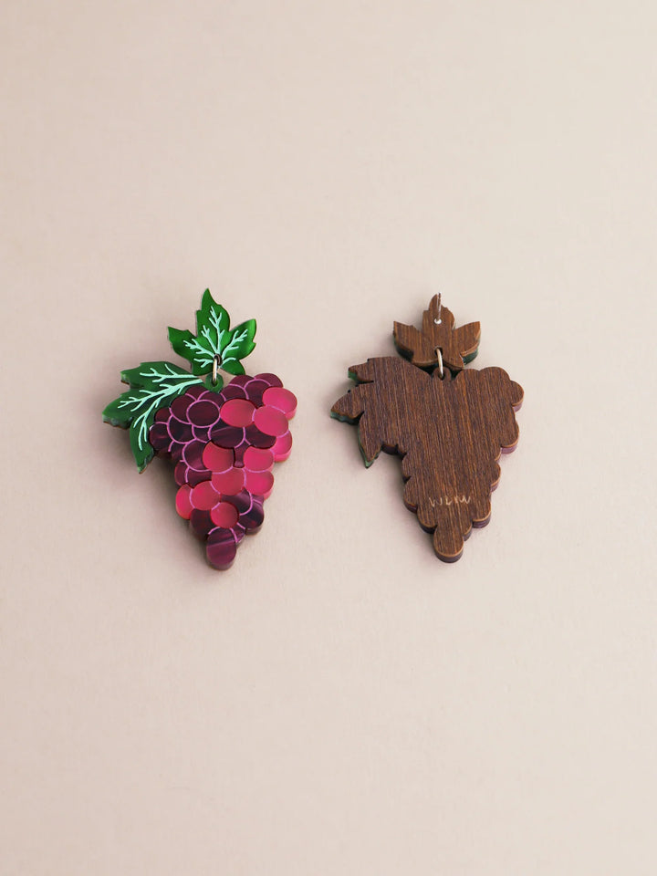 Wolf &amp; Moon - Grape Statement Earrings in Red