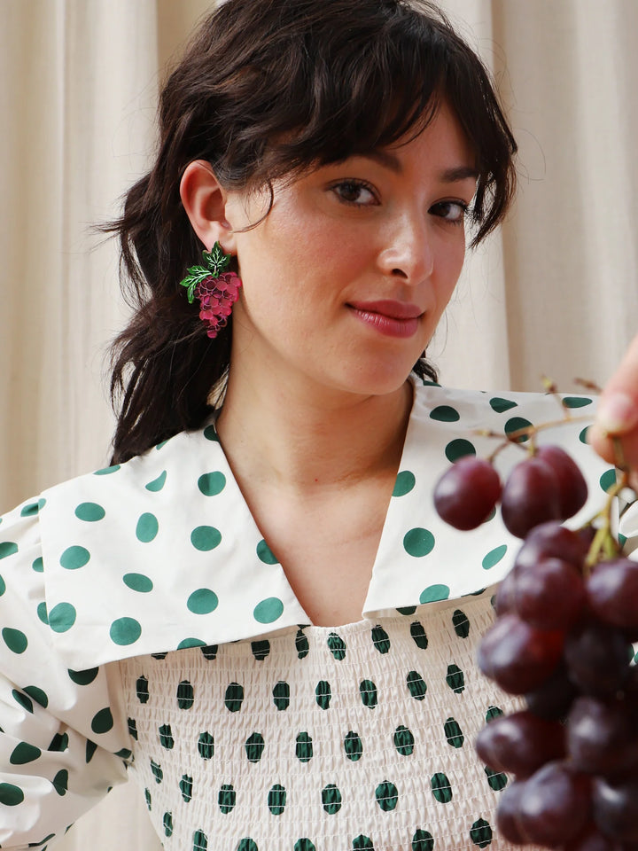 Wolf &amp; Moon - Grape Statement Earrings in Red