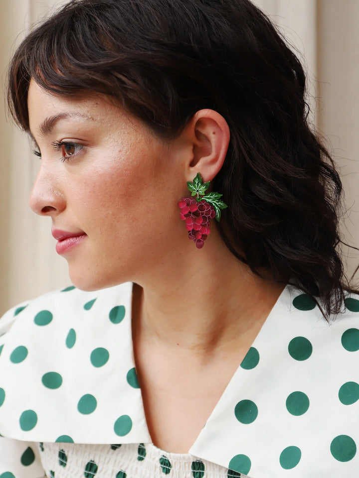 Wolf &amp; Moon - Grape Statement Earrings in Red