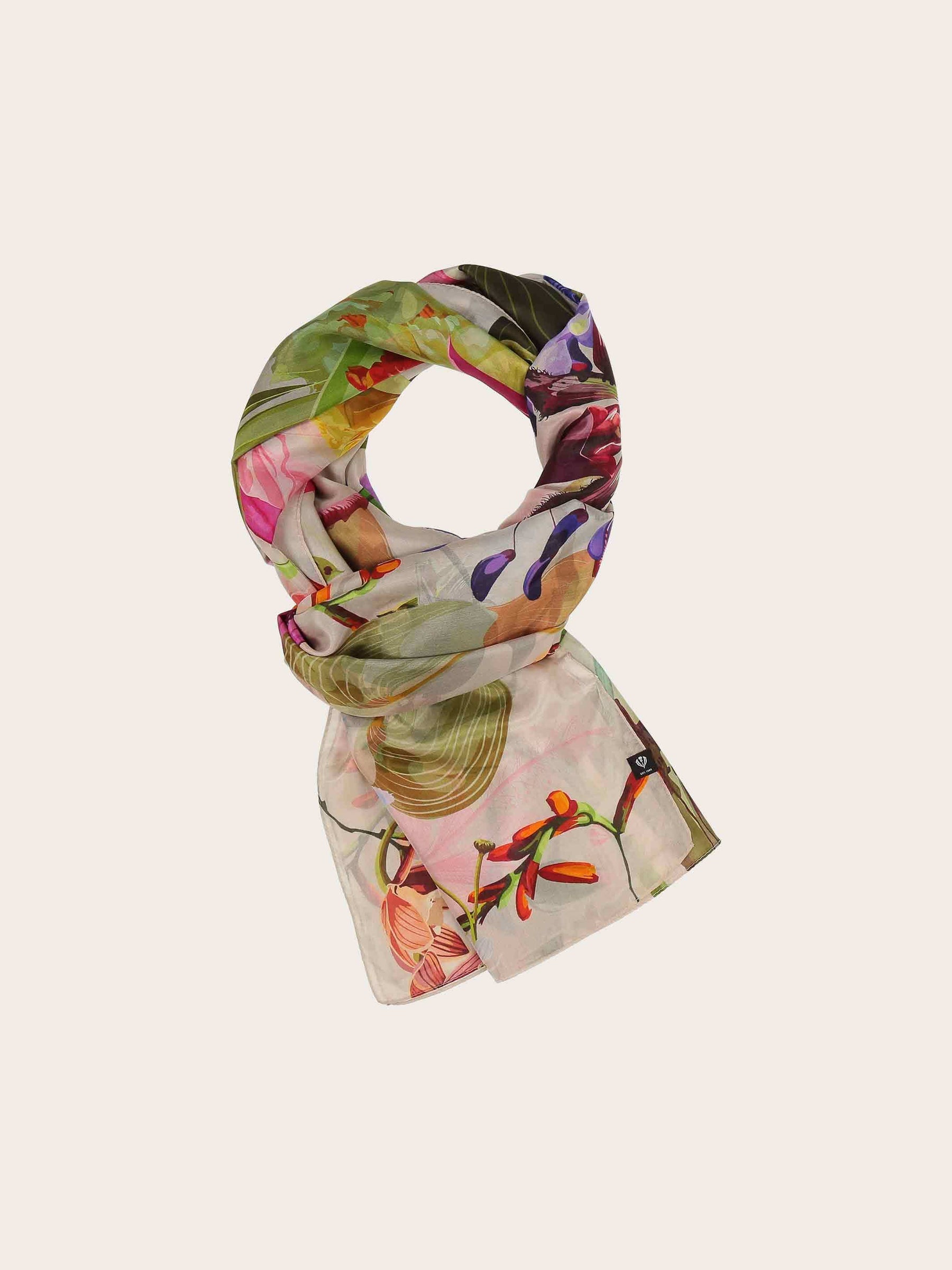 ELEGANT 100% SILK STOLE WITH XL FLORAL PRINT