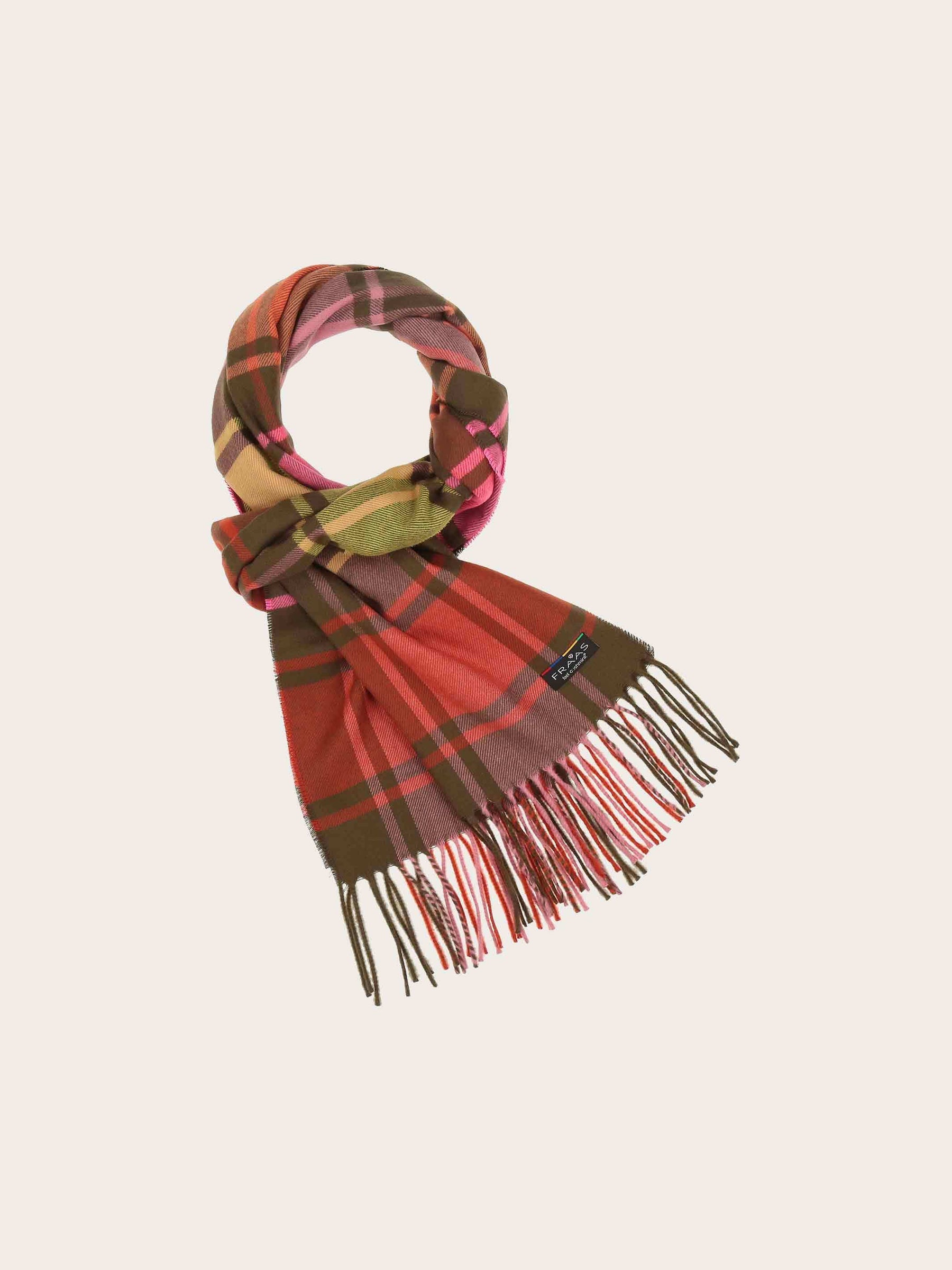 CASHMINK SCARF WITH COLORFUL CHECKS - Safari Green