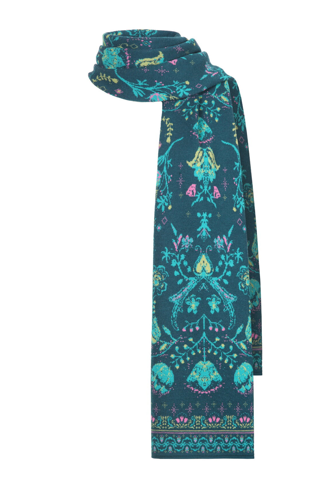 IVKO Knit Scarf, Fika Floral in Petrol, style 262580.089, product view