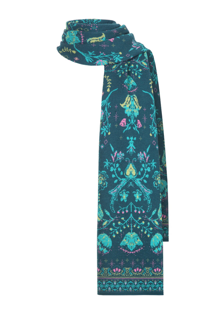 IVKO Knit Scarf, Fika Floral in Petrol, style 262580.089, product view