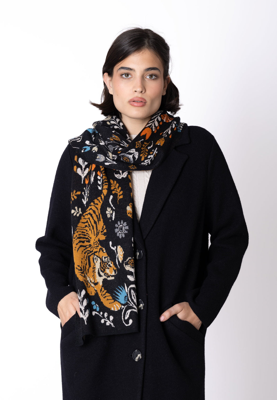 IVKO Wool Scarf, Feral Grace in Black, style 262683.019, model view