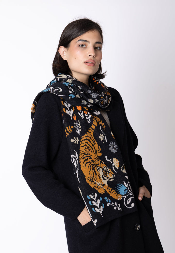 IVKO Wool Scarf, Feral Grace in Black, style 262683.019, model view