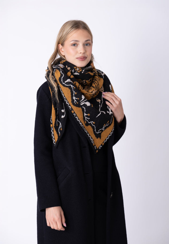IVKO Square Scarf, Wild Garden in Black, style 262685.019, model view