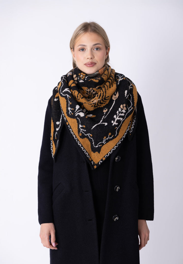 IVKO Square Scarf, Wild Garden in Black, style 262685.019, model view