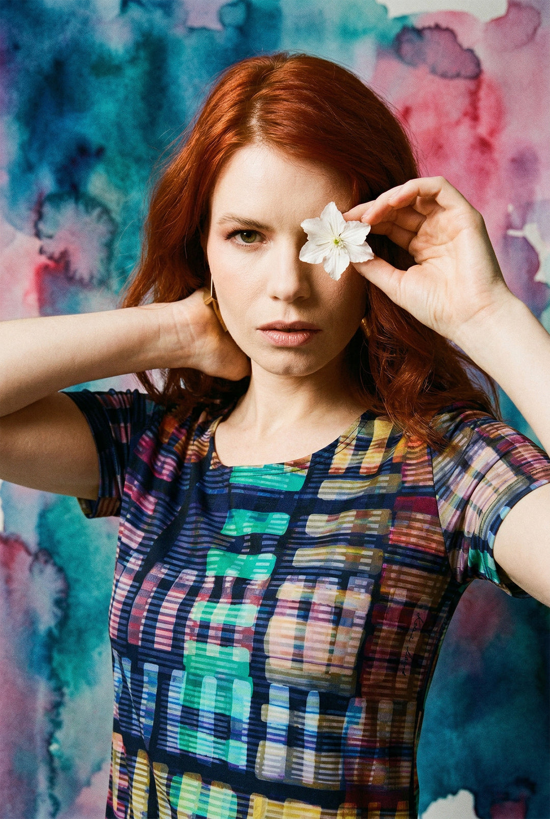 Scoop Neck T-shirt - Watercolour