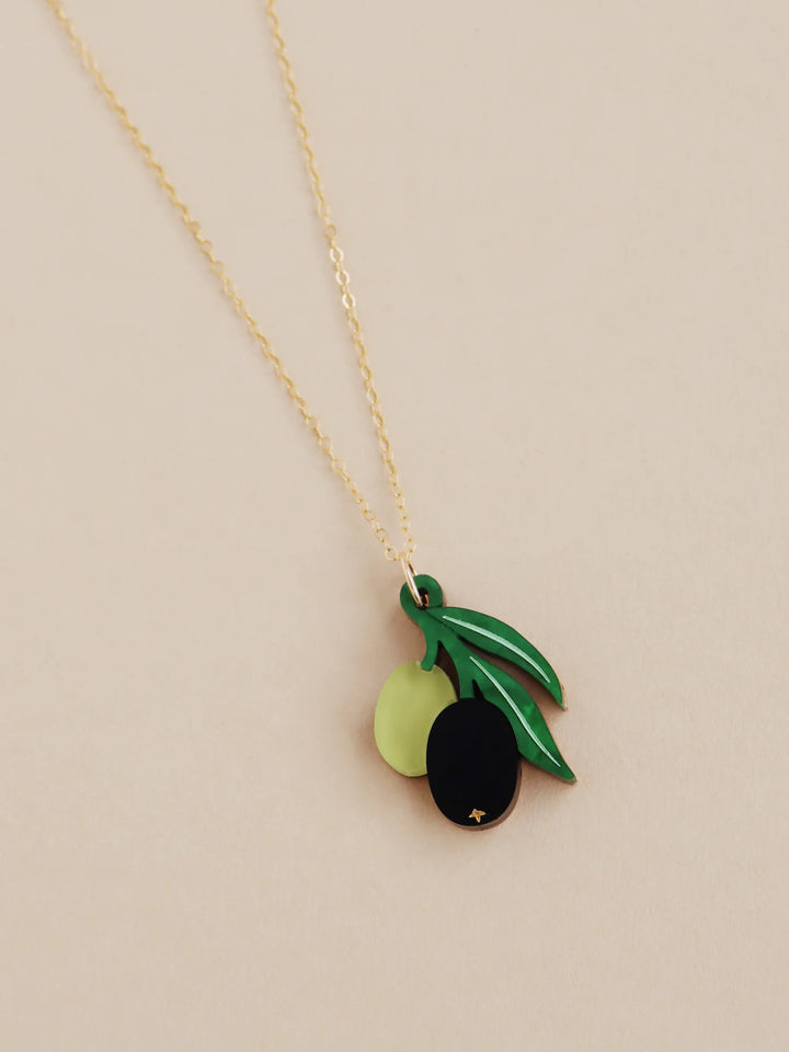 Wolf &amp; Moon - Collier Olive