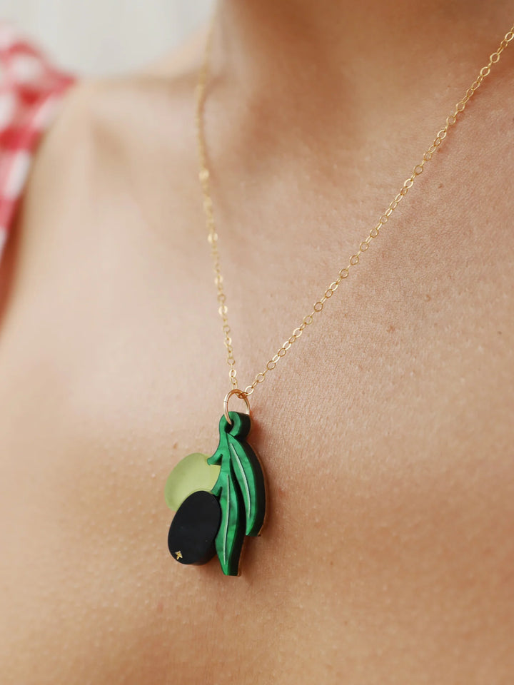 Wolf &amp; Moon - Collier Olive