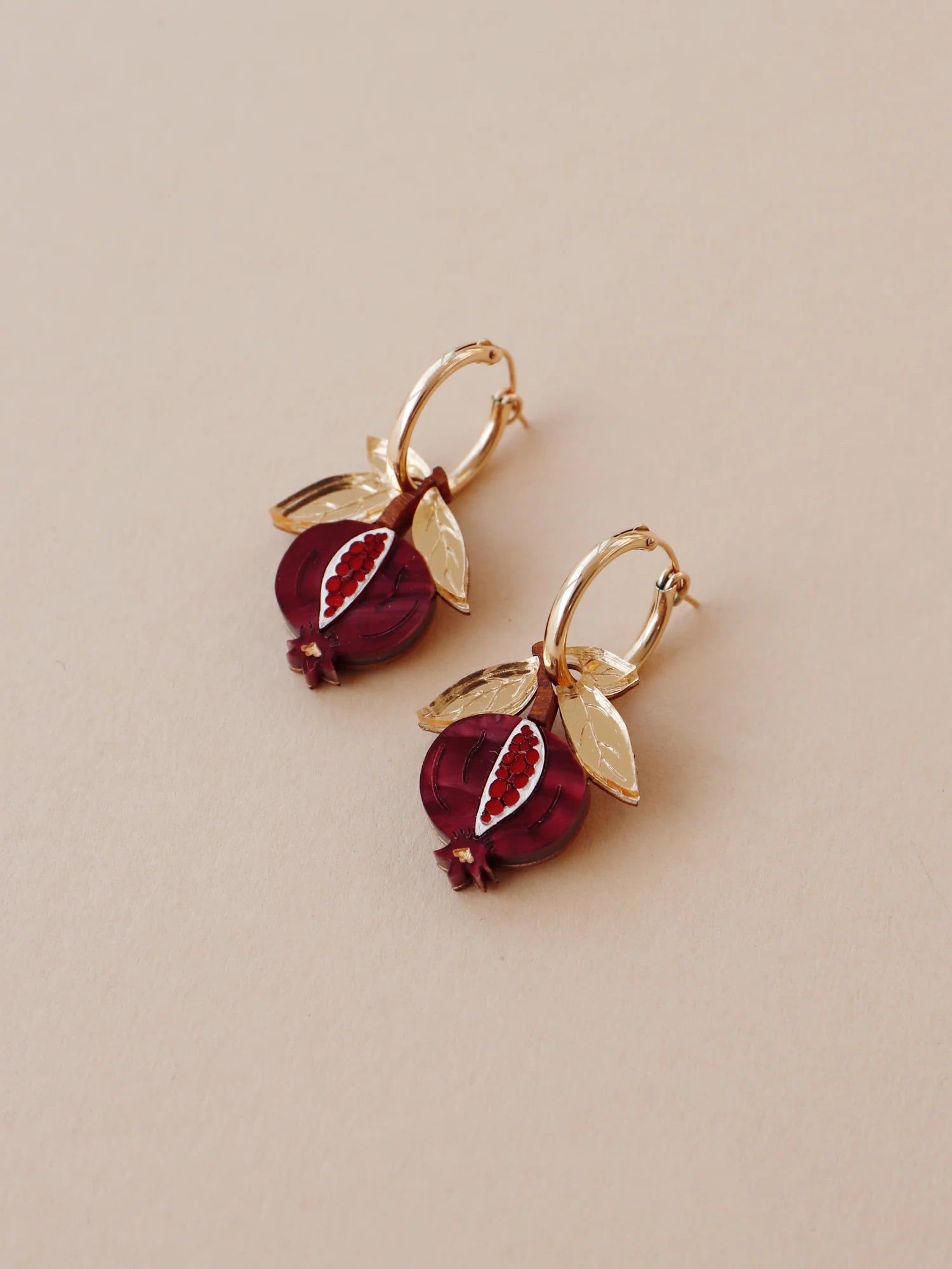Wolf and Moon - MINI POMEGRANATE HOOPS