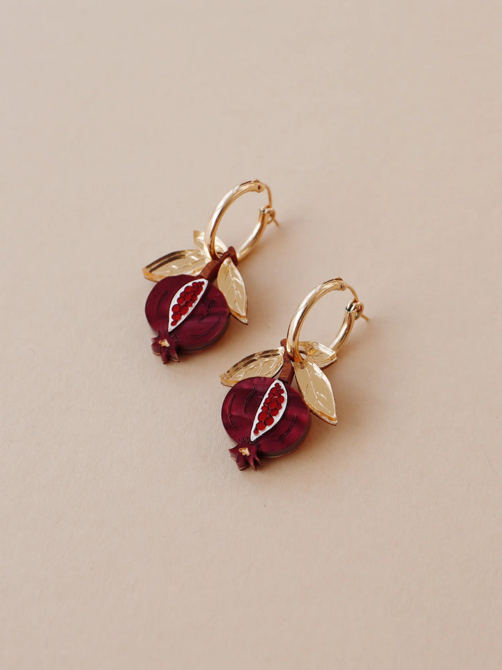 Wolf and Moon - MINI POMEGRANATE HOOPS