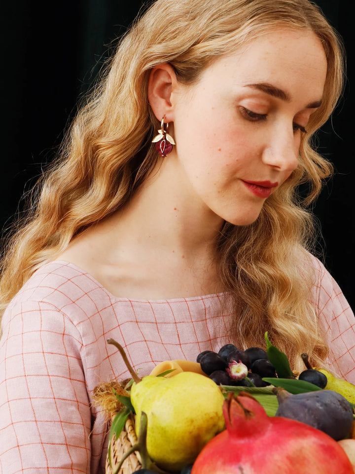 Wolf and Moon - MINI POMEGRANATE HOOPS