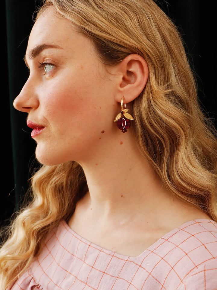 Wolf and Moon - MINI POMEGRANATE HOOPS