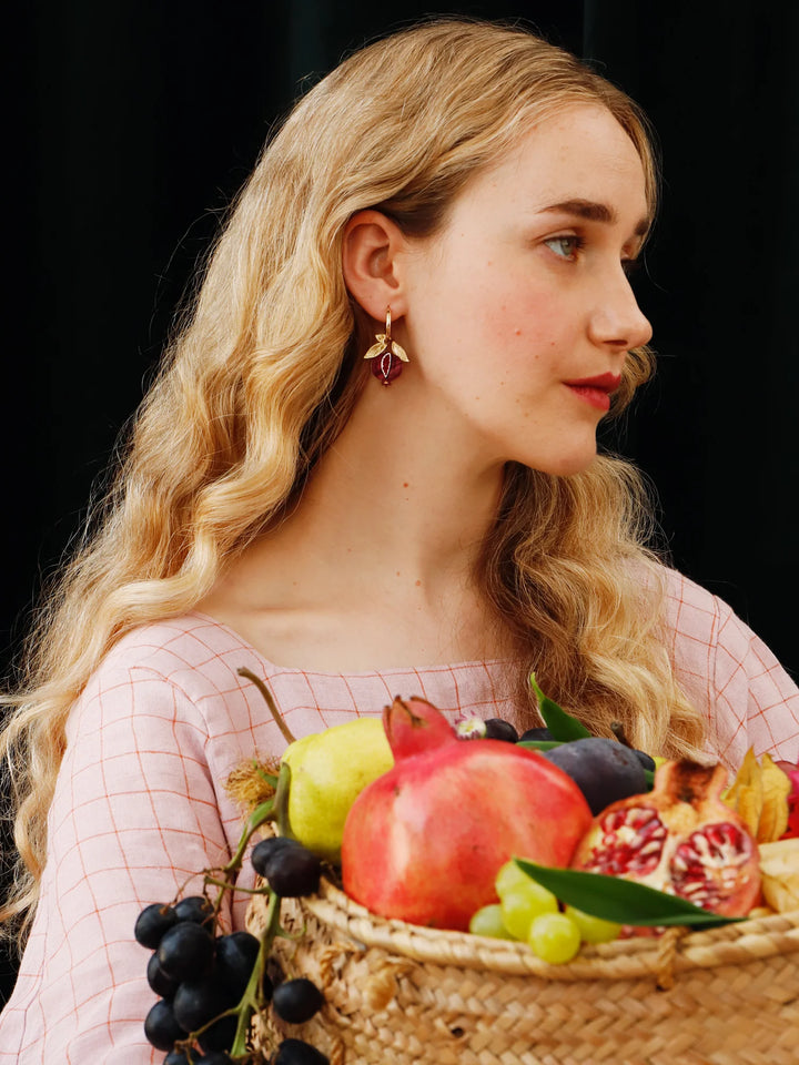 Wolf and Moon - MINI POMEGRANATE HOOPS