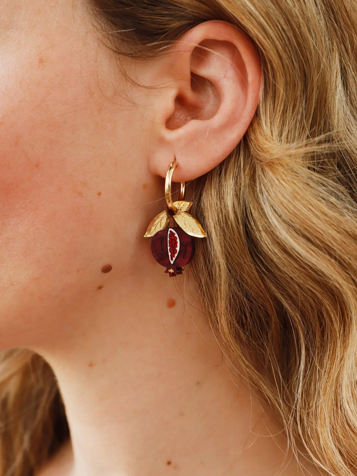 Wolf and Moon - MINI POMEGRANATE HOOPS