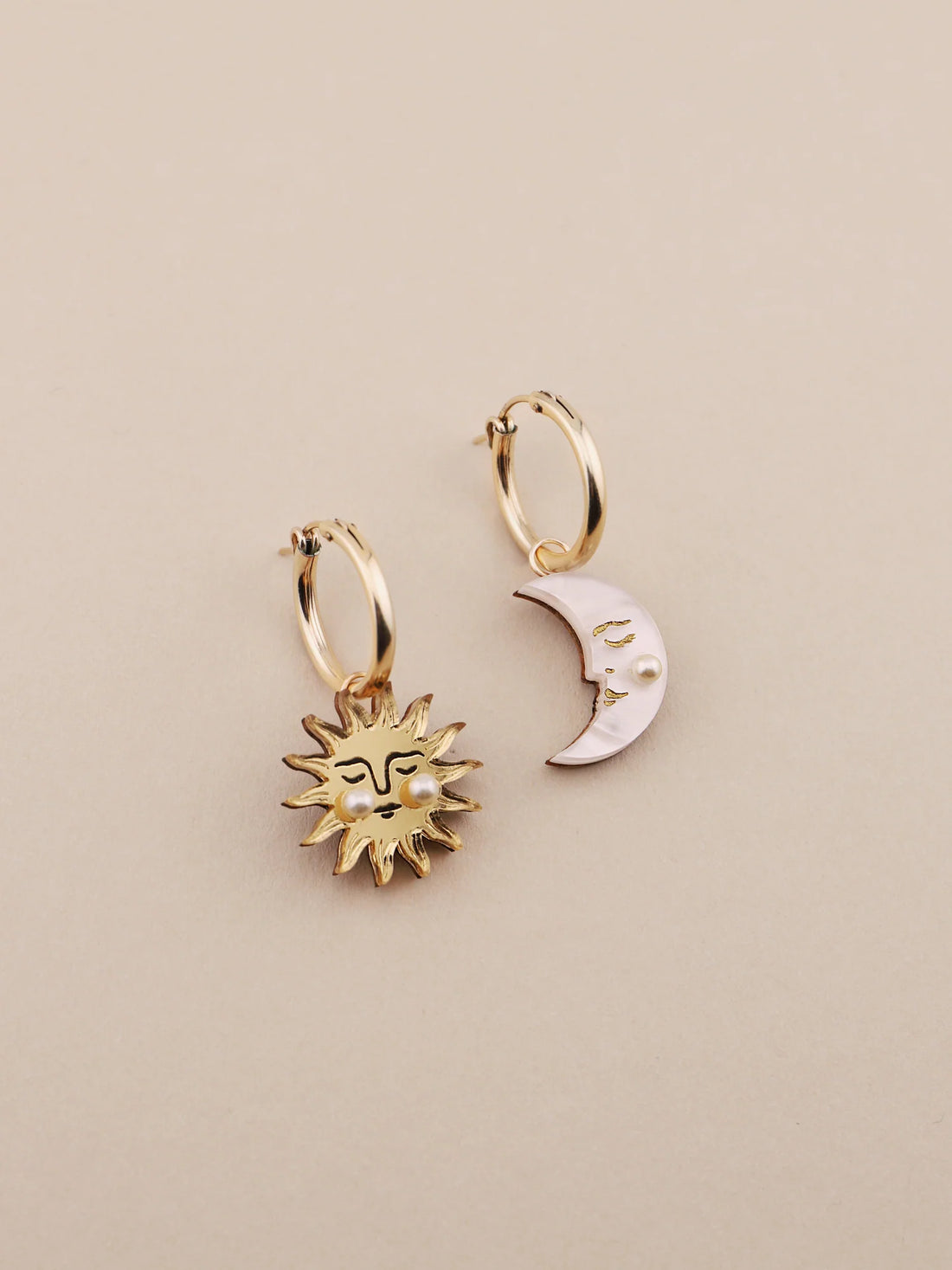 Wolf & Moon - SUN & MOON HOOPS, second view