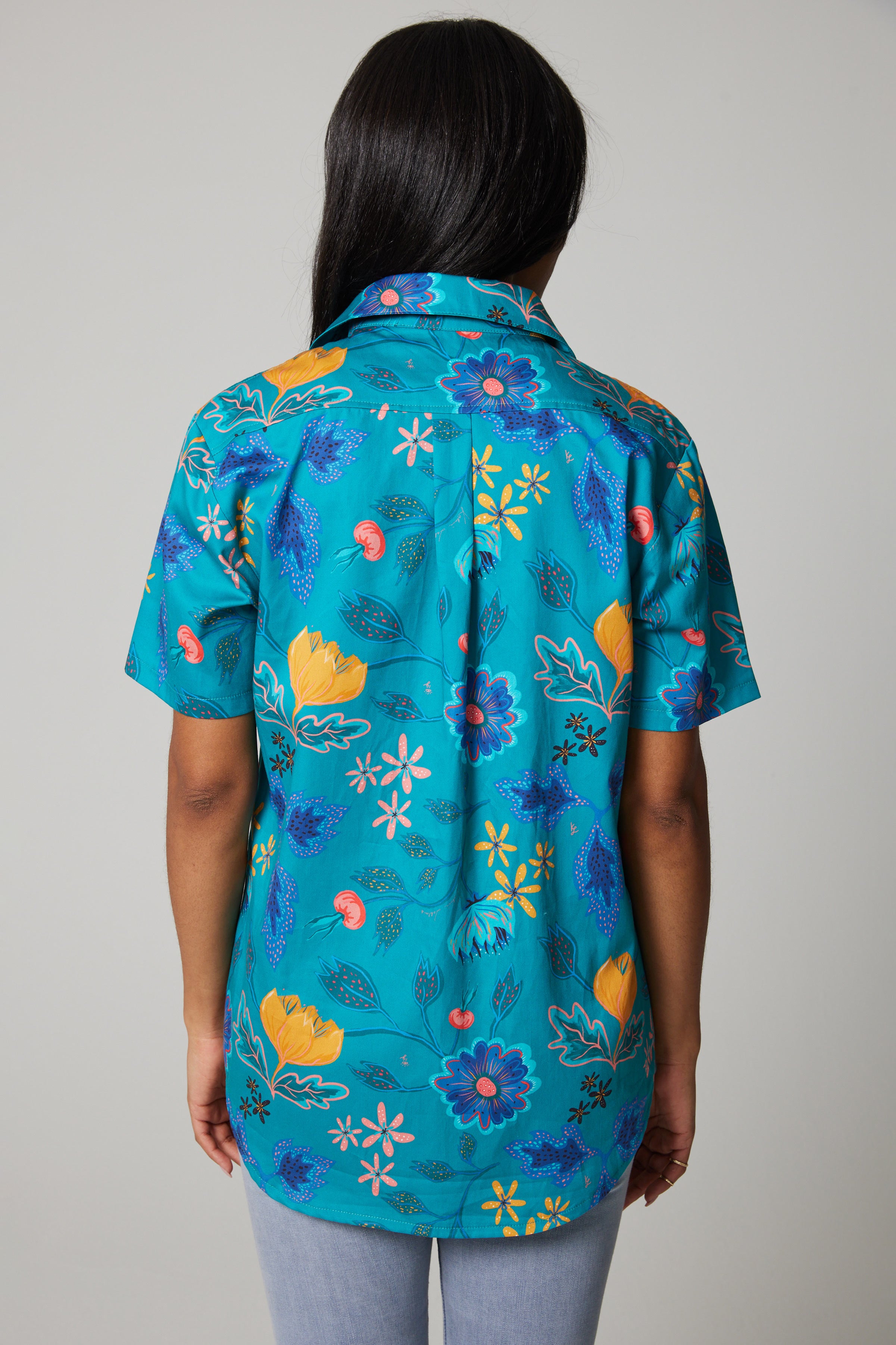 Cotton Poplin Pocket Shirt - Rosehip Turquoise