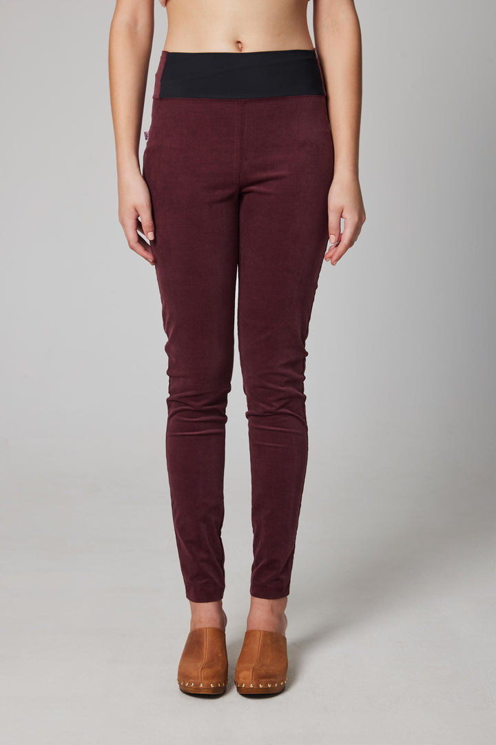 Slim-fit Velvet Corduroy Pants - Wine